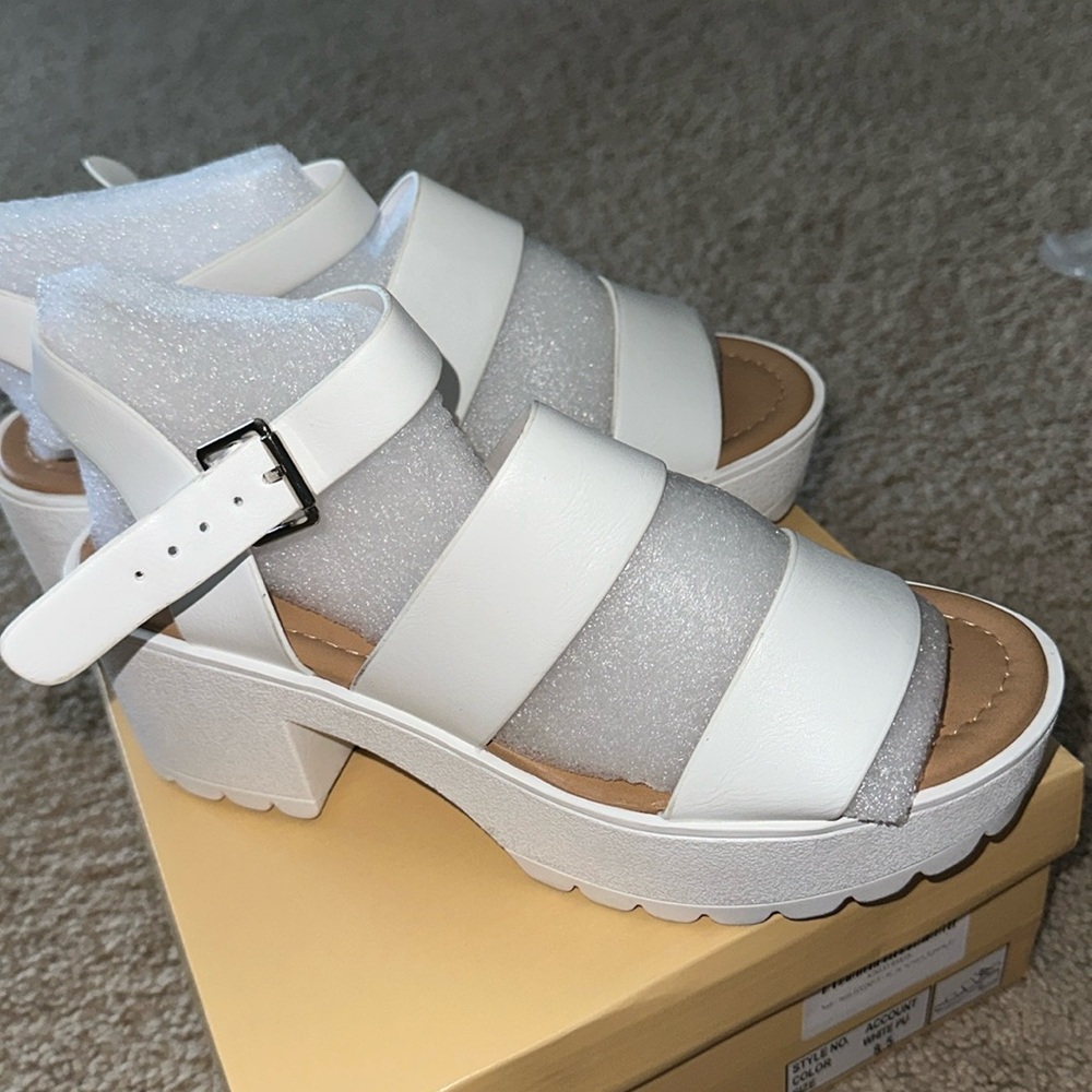 White platform sandals